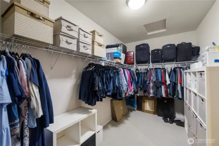 Luxurious primary suite with walk-in closet