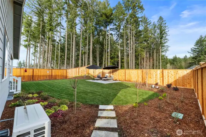 Private greenbelt lot with scenic backdrop