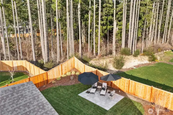 Private greenbelt lot with scenic backdrop