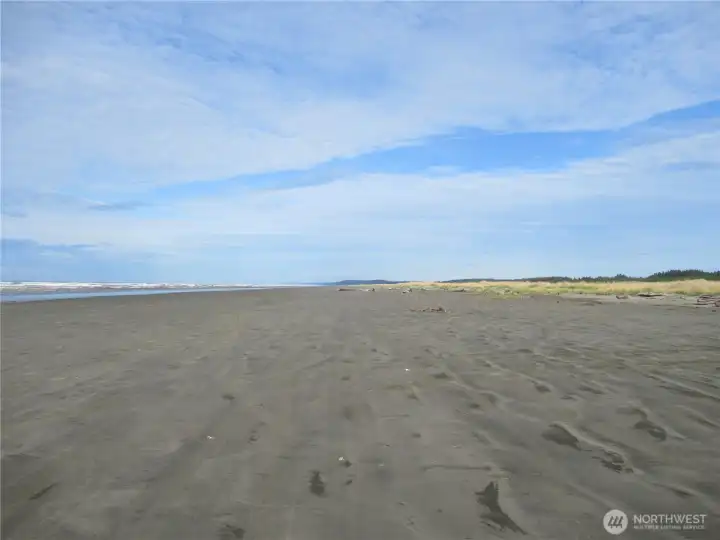 VIEW ALONG THE BEACH TOWARDS QUINAULT CASINO AND OCEAN SHORES!