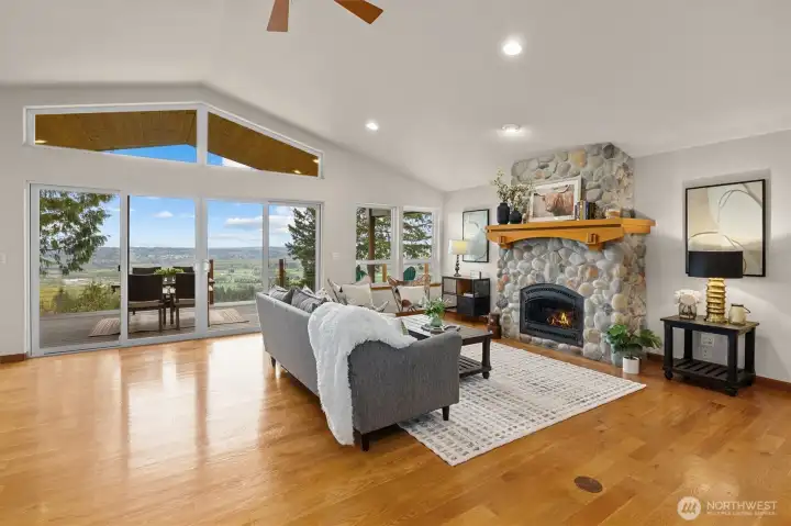 Cozy up on the couch and enjoy a gorgeous sunset or a snowy morning.