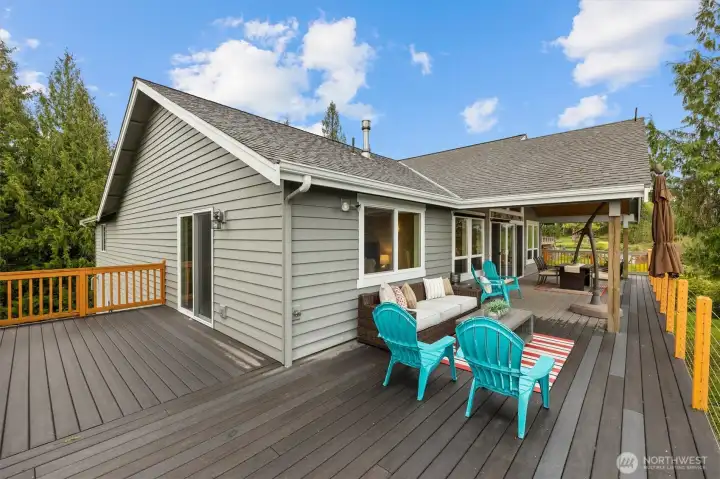 Primary bedroom has slider onto the deck.