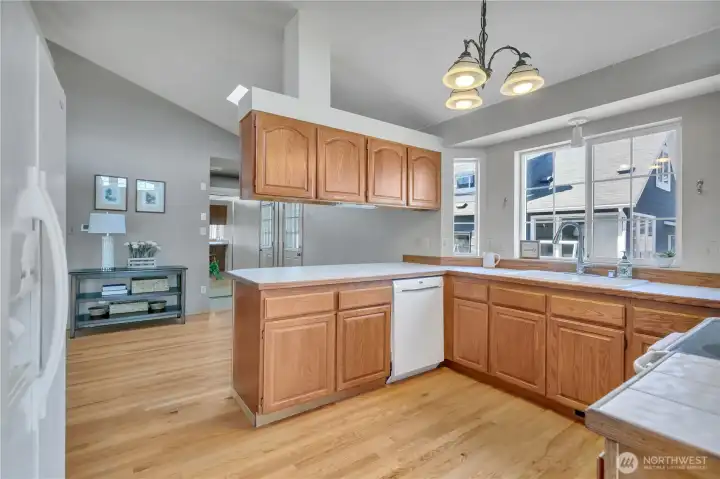 Open and fresh layout, nice windows for light year round, and newer Bosch dishwasher.