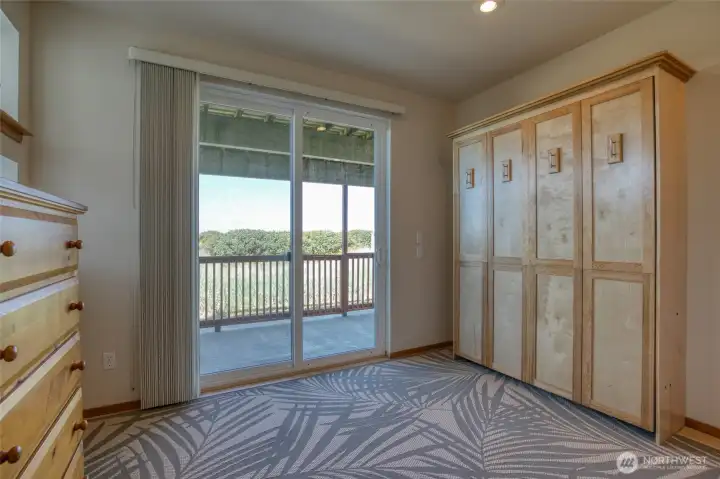 Put the bed up and have a nice sitting room, which opens to the patio!