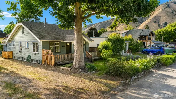 Exterior with Sycamore Tree and Mountain