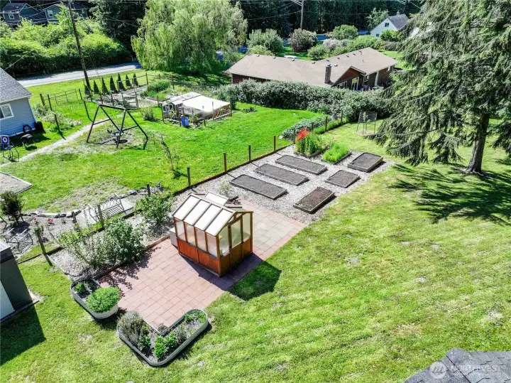 Aerial view of garden areas