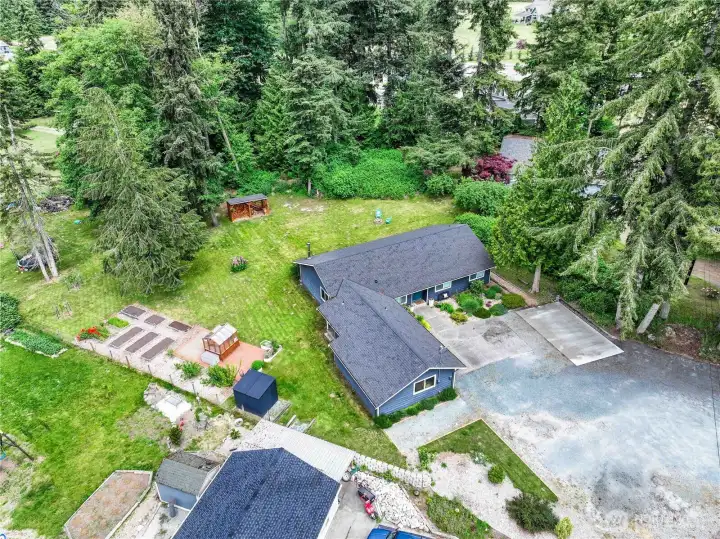 Aerial view front to back