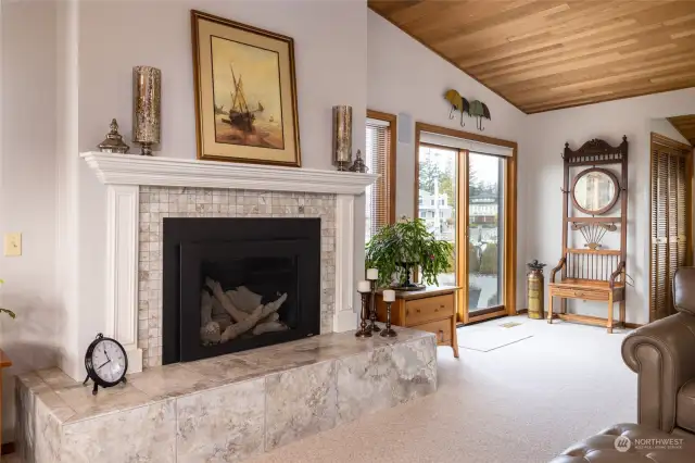 Gas fireplace in living area