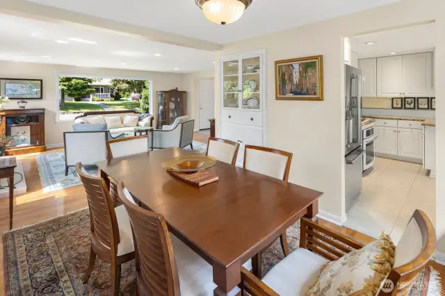 House flows effortlessly from the front room, through the dining room, to the kitchen