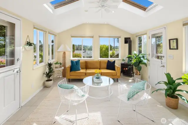 The sunroom is so light, versatile, and functional.