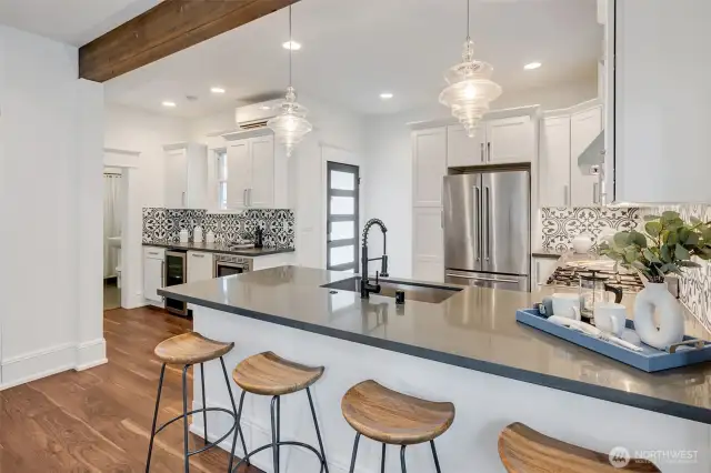 Plenty of space to sit at the counter and visit.