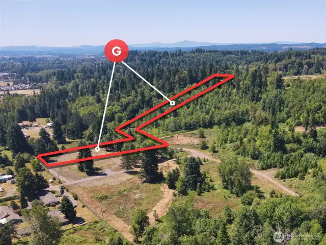 Overhead view with approximate boundaries in red.