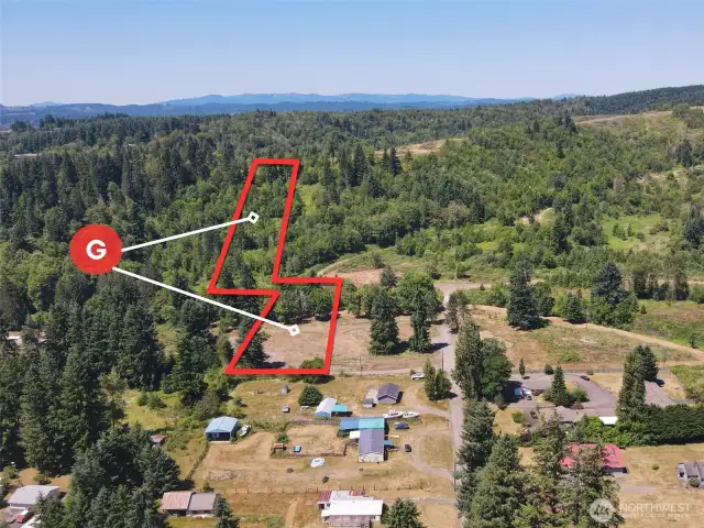 Overhead view with approximate boundaries in red.