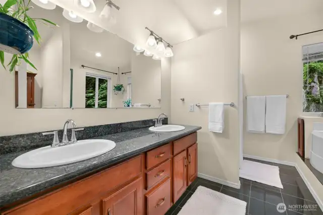 primary bathroom with walk in shower