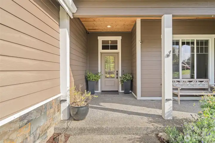 Covered patio that welcomes you home.