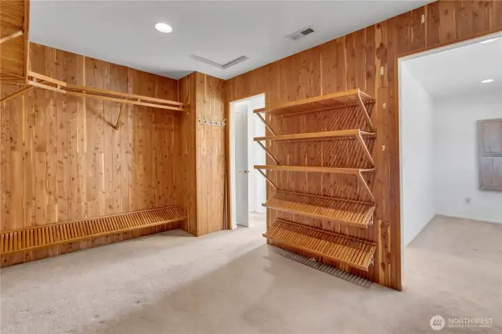 Cedar lined walk in closet