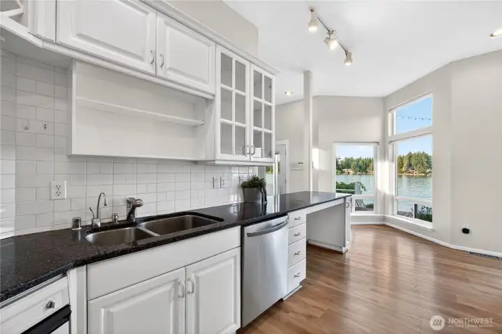 Kitchen with view of the lake
