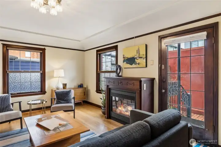 Your private exterior door goes to the back patio and the alleyway.