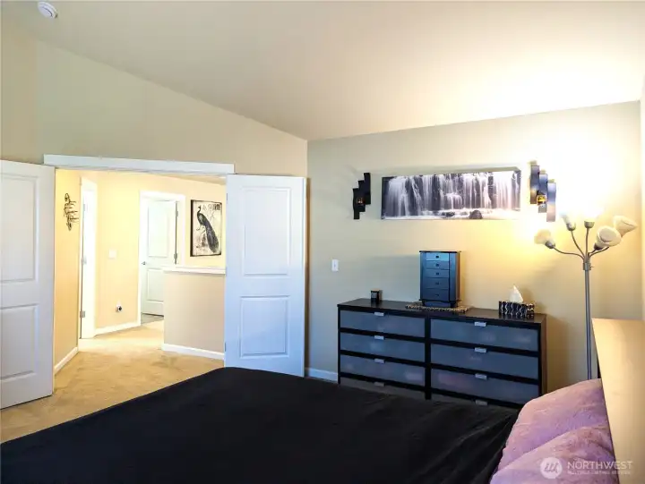 Double doors to hallway from Primary