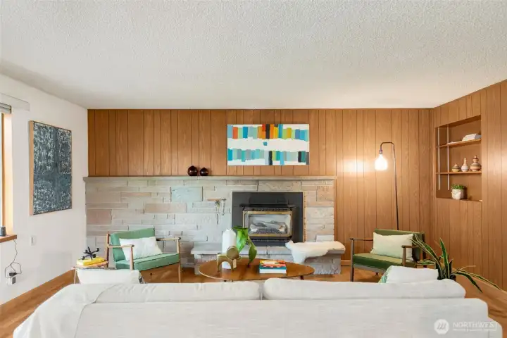 Cozy up in front of the gas fireplace.