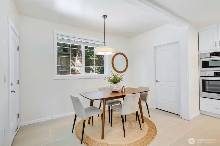 Breakfast nook and pantry. Breakfast nook and pantry.
