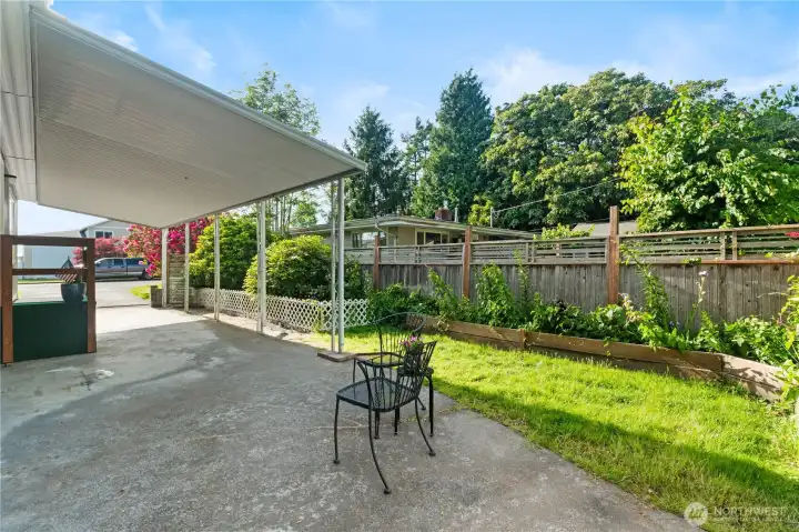 Fully fenced yard with patio Fully fenced yard with patio