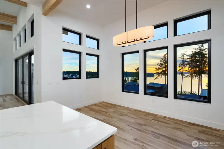 Open dining area showcasing spectacular San Juan Island scenery.