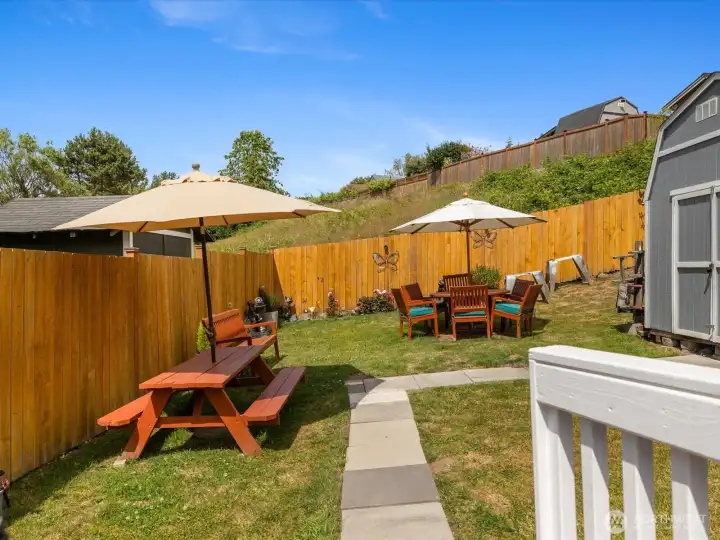 Fully fenced back yard