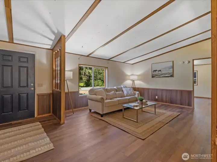 Living room with vaulted ceilings. Living room with vaulted ceilings.