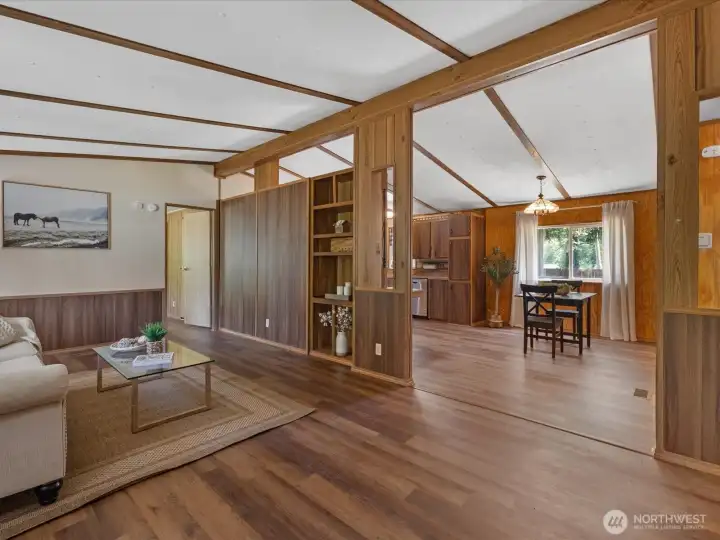 Living room toward dining room. Living room toward dining room.