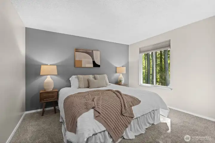 The primary suite effortlessly balances crisp, modern style with peaceful, rustic warmth. Flooded with natural light, it offers an incredibly spacious yet deeply cozy retreat to unwind at the end of the day. The primary suite effortlessly balances crisp, modern style with peaceful, rustic warmth. Flooded with natural light, it offers an incredibly spacious yet deeply cozy retreat to unwind at the end of the day.