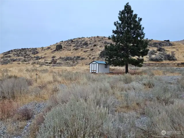 Storage shed and acreage looking NE