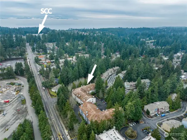 Location of Shoreline Community college from the home