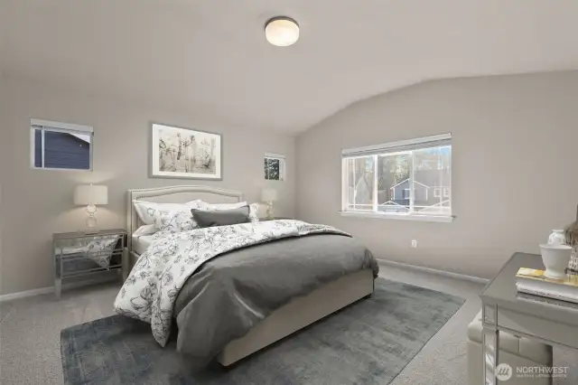Large Primary suite with a spa-like bathroom and walk in closet. *virtually staged