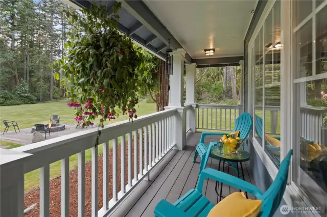 Relax on the covered deck overlooking the wildlife