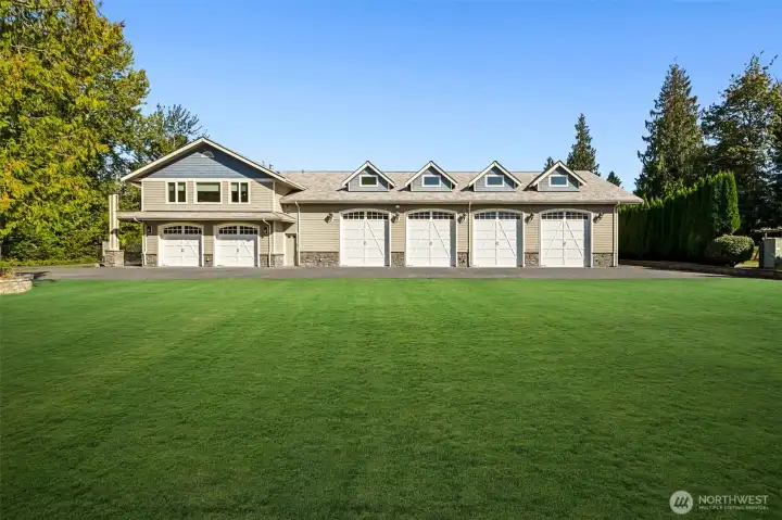 No need for off site storage, store all of your cars right next to your home in this over 6k sf, 5 bay garage. Store your yacht, your motorhome or turn it into a training facility!
