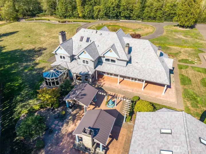 A beautiful view of the back of the home. Where the sun sets....
