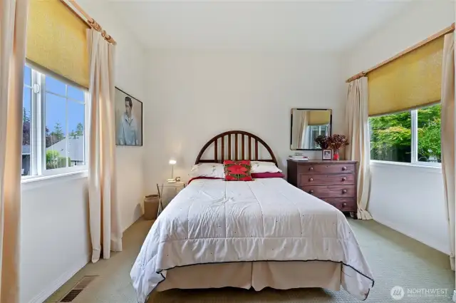 The second bedroom has an attached bath.