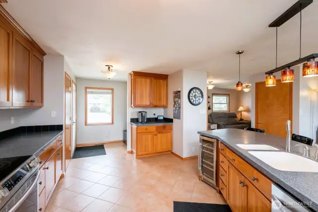 Cherrywood cabinets add class. Plenty of room for entertaining