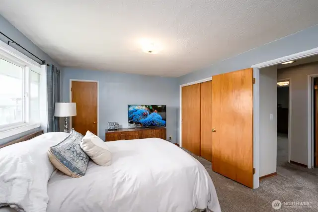 Primary bedroom with 2 closet spaces