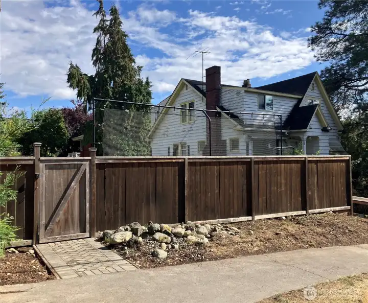 Picture from street by front gate. Houses not included!  : )