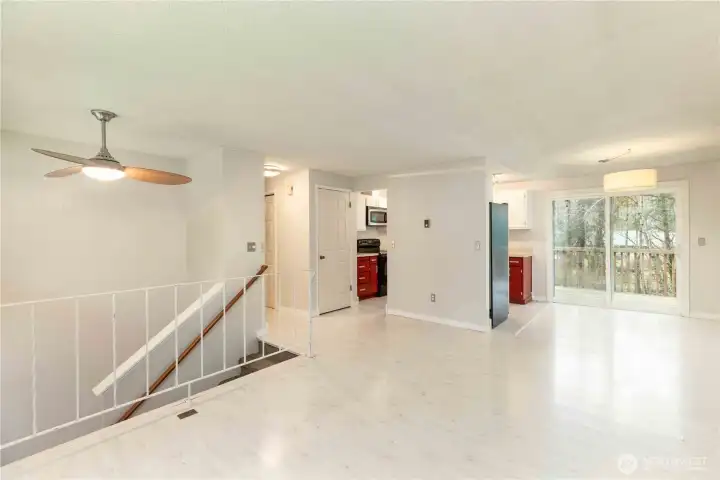 Living room looking towards Kitchen and dining area