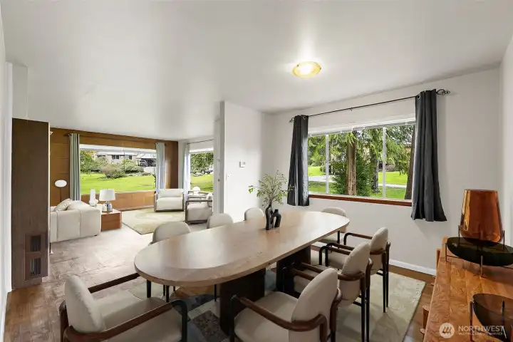 Virtually staged dining room