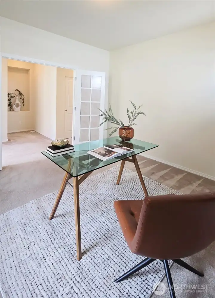 The bonus room has French doors.