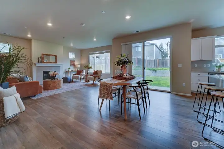 Open living/dining/kitchen for easy entertaining or sight lines throughout the space.