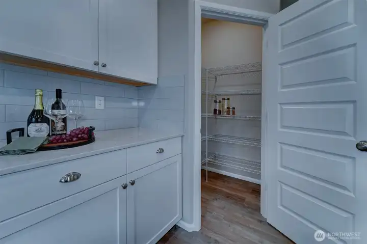 Large pantry - keep the current shelving or give it an updo with all the Pinterest vibes.