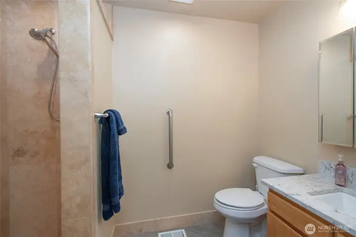 Custom bathroom adjacent to Den