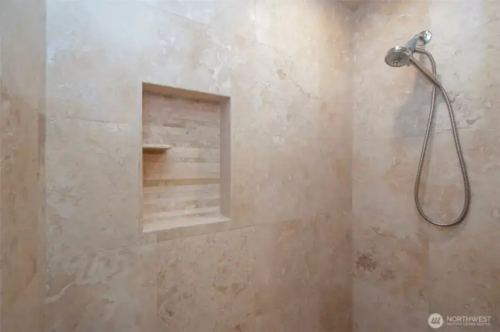 Beautiful stone walk-in shower