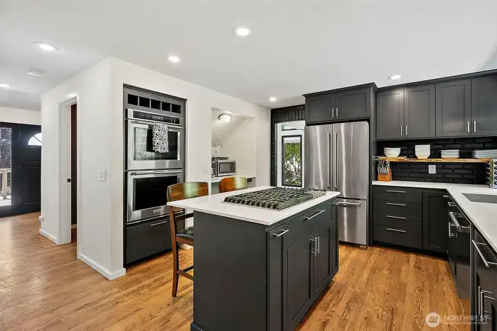 Kitchen with double oven.