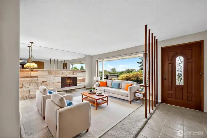 Tiled entrance - With Large Picture Window - In your new front Living Room .